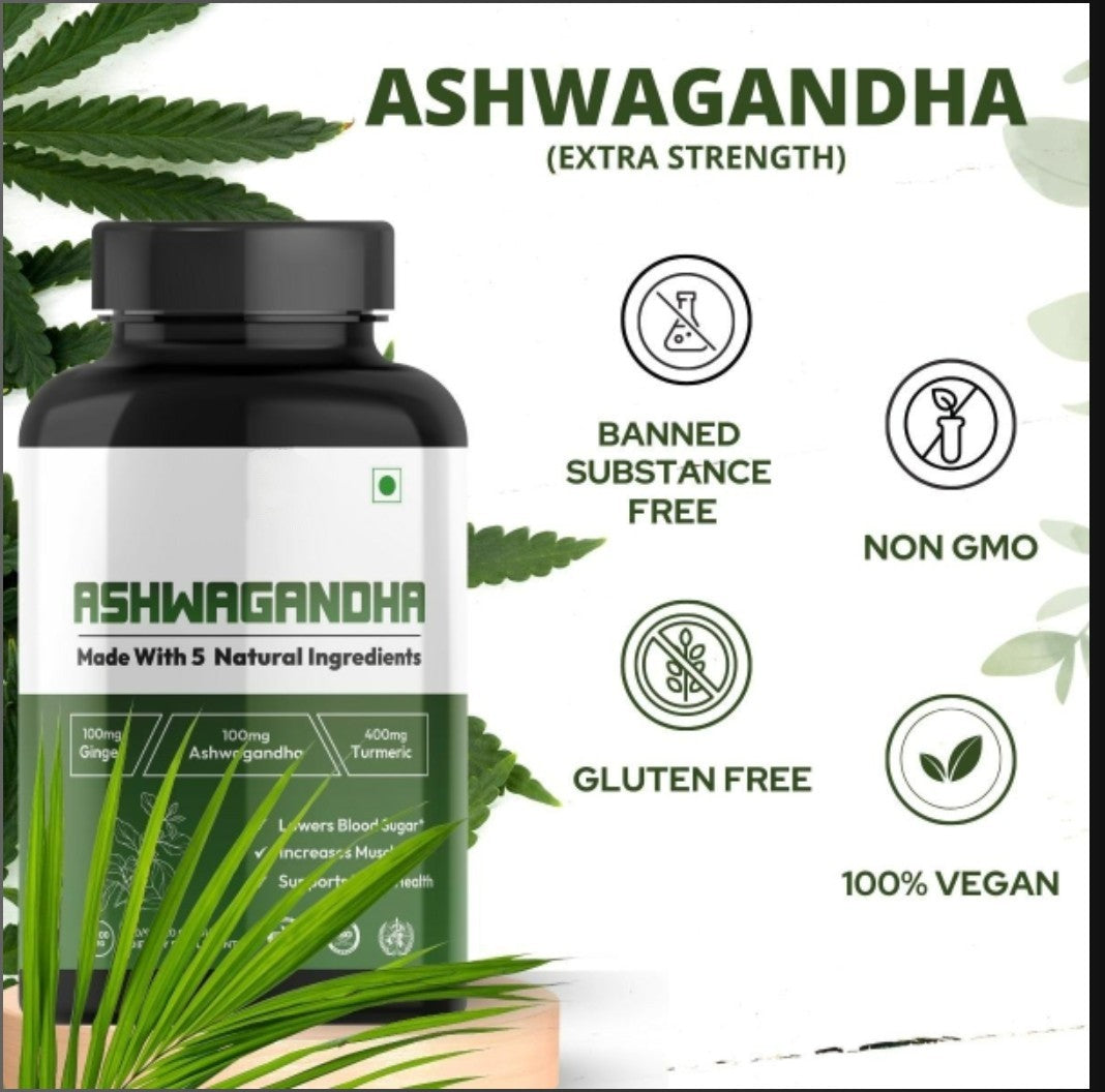 Ashwagem Organic Ashwagandha Capsules - 60 Non-GMO Capsules for Stress Relief, Stamina, and Energy Support